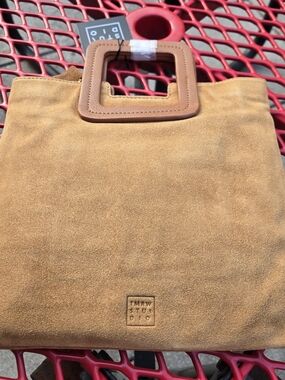 TMRW Studio Cognac Suede Square-Handle Tote
